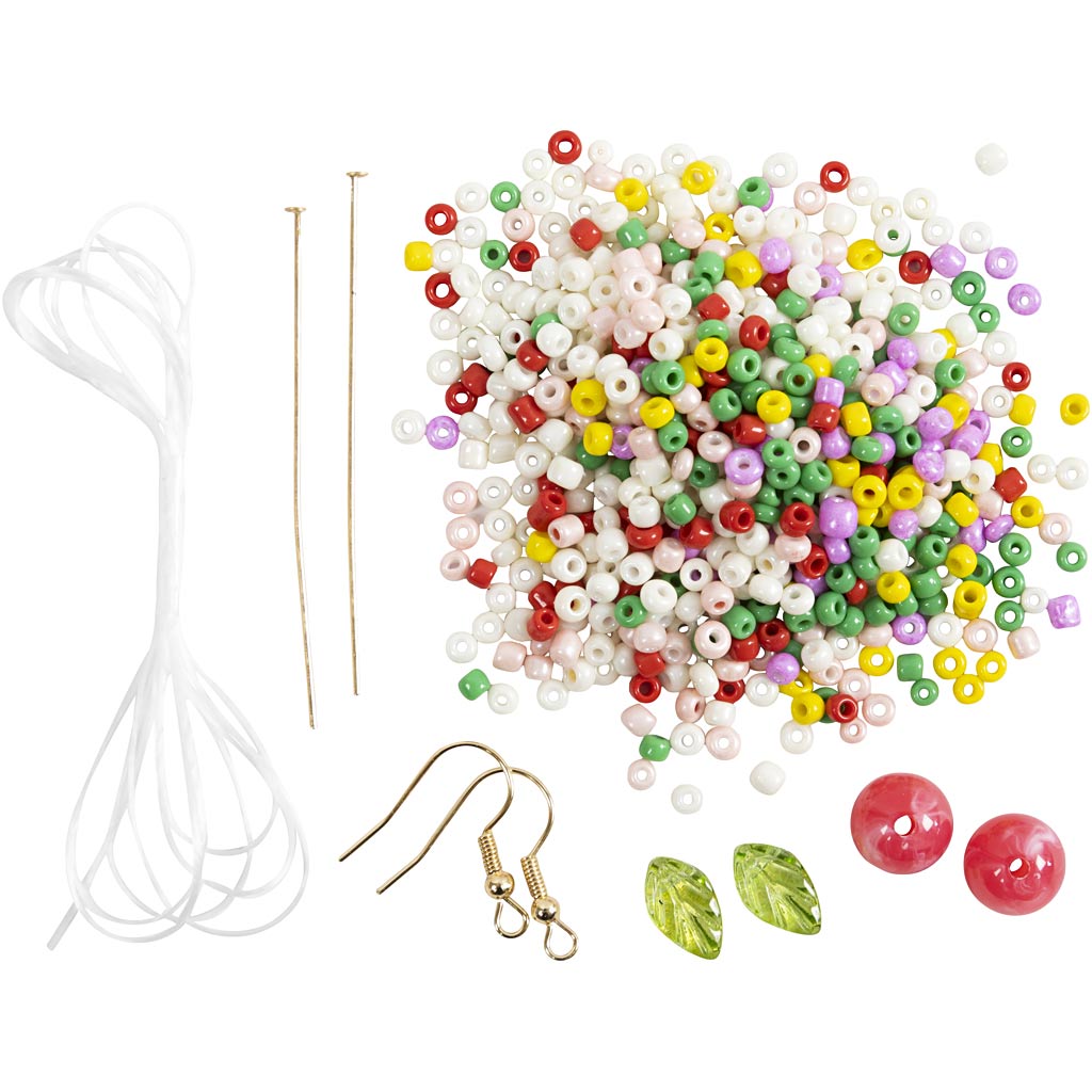 Mini Craft Kit Jewellery, Elastic bracelet and earring, 1 pack