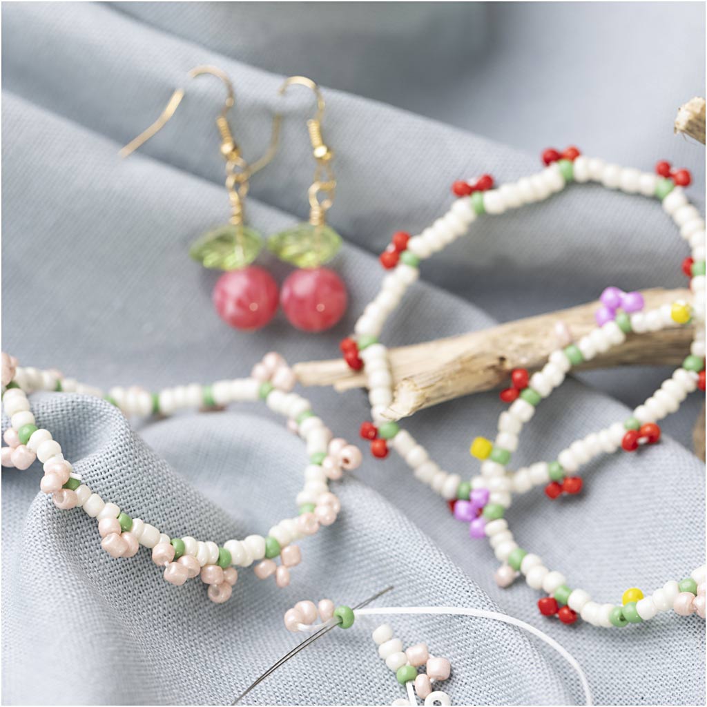 Mini Craft Kit Jewellery, Elastic bracelet and earring, 1 pack