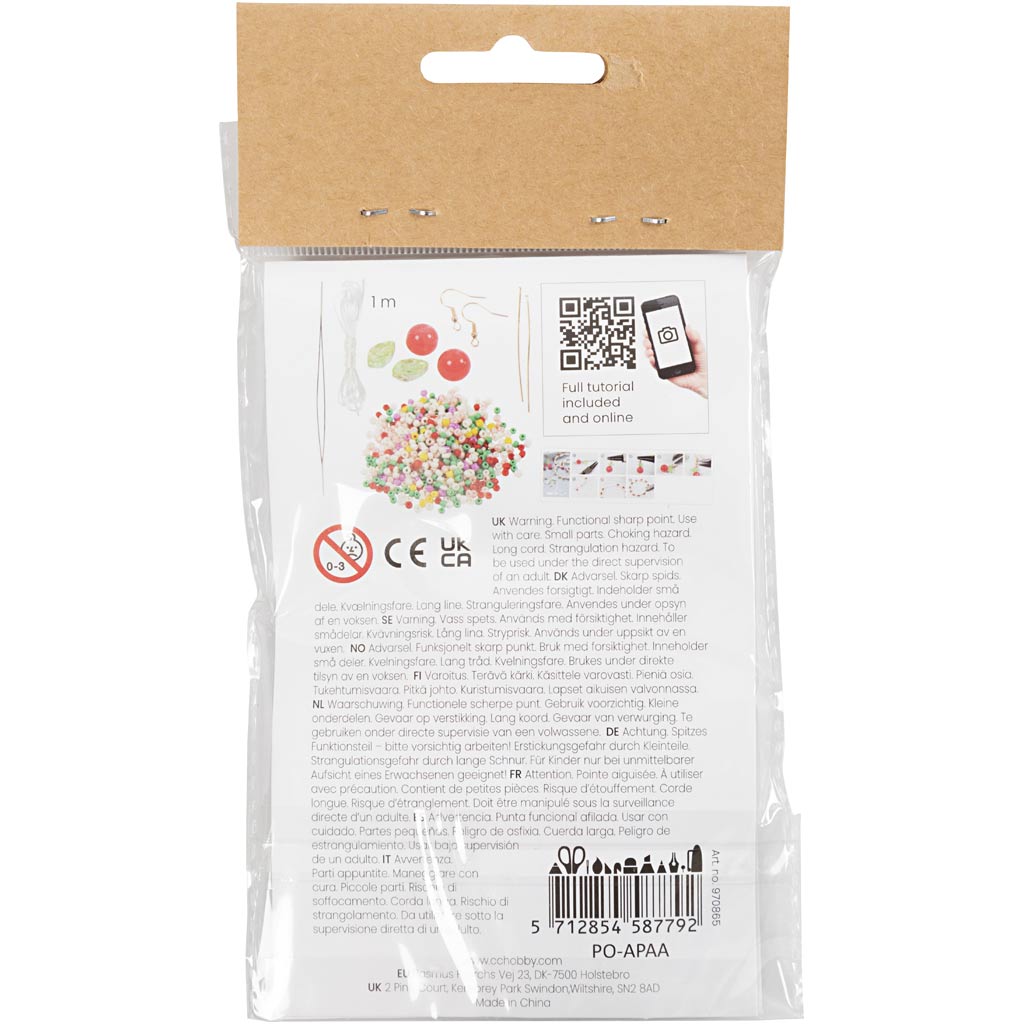 Mini Craft Kit Jewellery, Elastic bracelet and earring, 1 pack