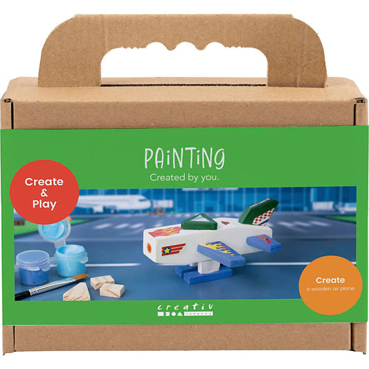 Mini Craft Kit Painting, Airplane, blue/green harmony, 1 pack