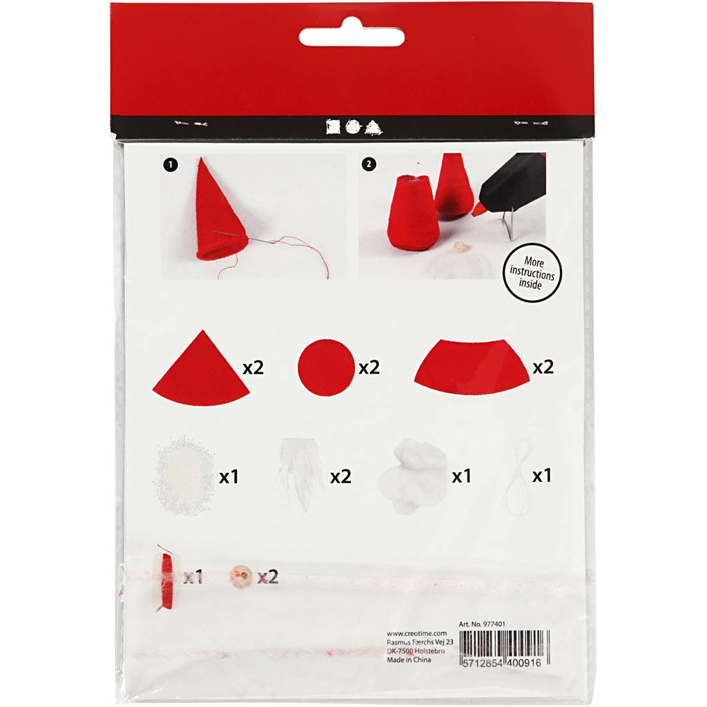 Mini Craft Kit, Christmas gnome, H: 12 cm, red, 1 pack