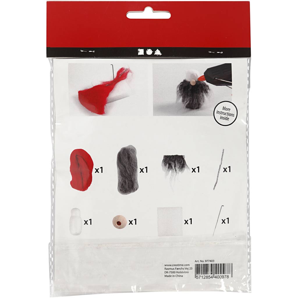 Mini Craft Kit, Christmas gnome w/grey beard, H: 13 cm, 1 pack