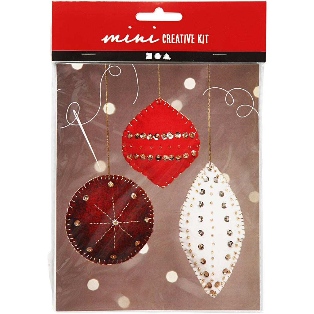 Mini Craft Kit, felt ornaments, H: 9,5+10+15 cm, 1 set