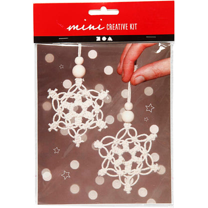 Mini Craft Kit, macramé snowflake, H: 10 cm, 1 pack