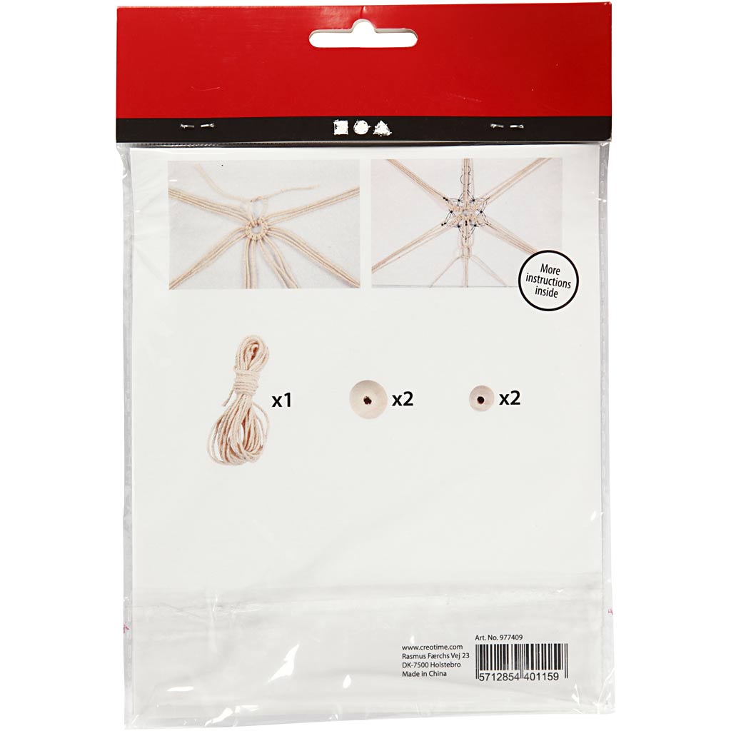 Mini Craft Kit, macramé snowflake, H: 10 cm, 1 pack