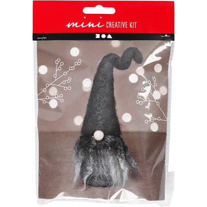 Mini Craft Kit, Christmas gnome, H: 13 cm, grey mixture, 1 pack