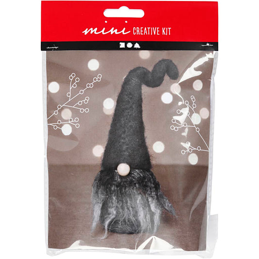 Mini Craft Kit, Christmas gnome, H: 13 cm, grey mixture, 1 pack