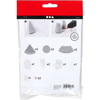 Mini Craft Kit, Scandinavian Santa gnomes, H: 12 cm, grey, 1 pack