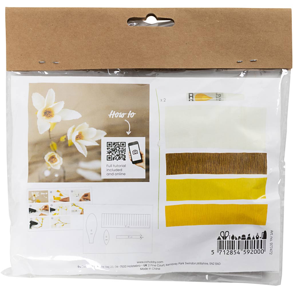 Mini Craft Kit Crepe Paper, Magnolia branch, Crêpe ratio: 180%, 1 pack