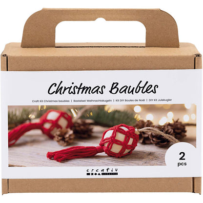 Craft Kit Christmas Baubles, Macramé, christmas red