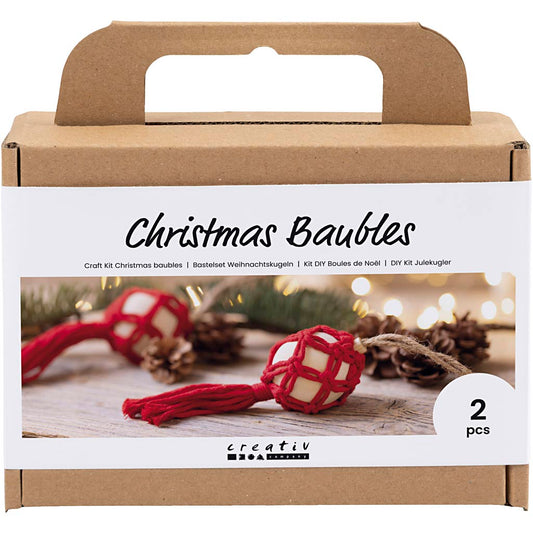 Craft Kit Christmas Baubles, Macramé, christmas red
