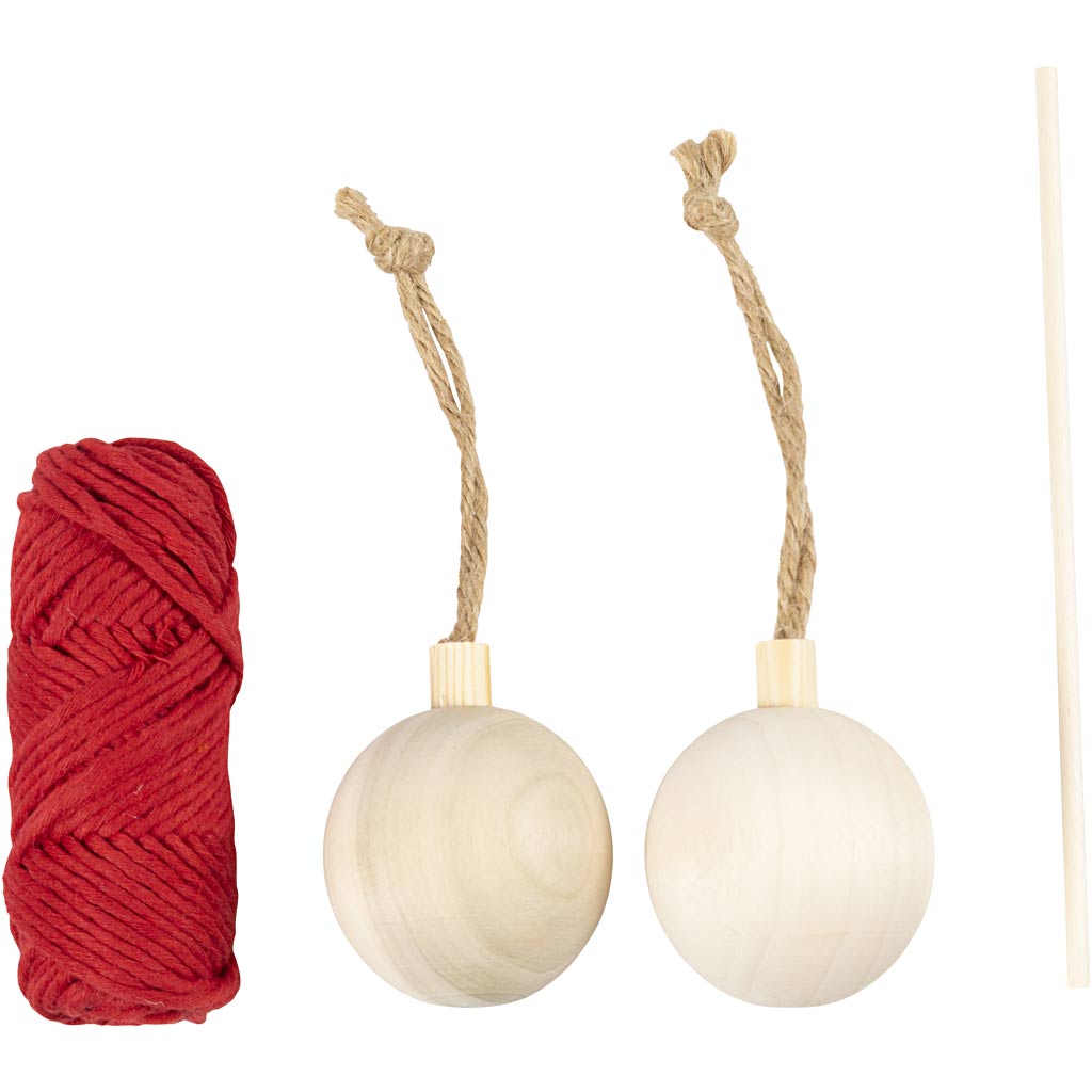 Craft Kit Christmas Baubles, Macramé, christmas red