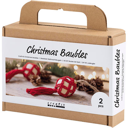 Craft Kit Christmas Baubles, Macramé, christmas red