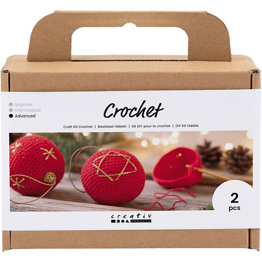 Craft Kit Crochet, Christmas Baubles, red