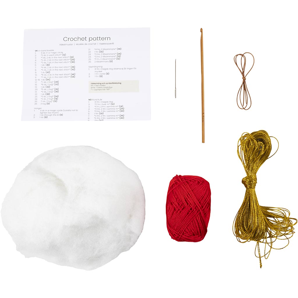 Craft Kit Crochet, Christmas Baubles, red