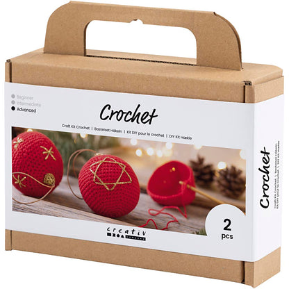 Craft Kit Crochet, Christmas Baubles, red