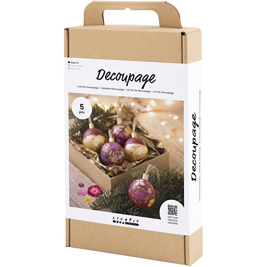 Craft Kit Decoupage, Dried flowers, christmas red