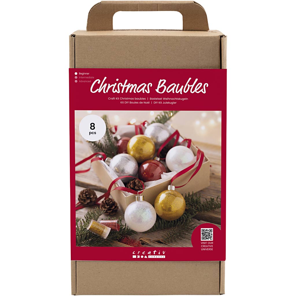 Craft Kit Christmas Baubles, Glitter