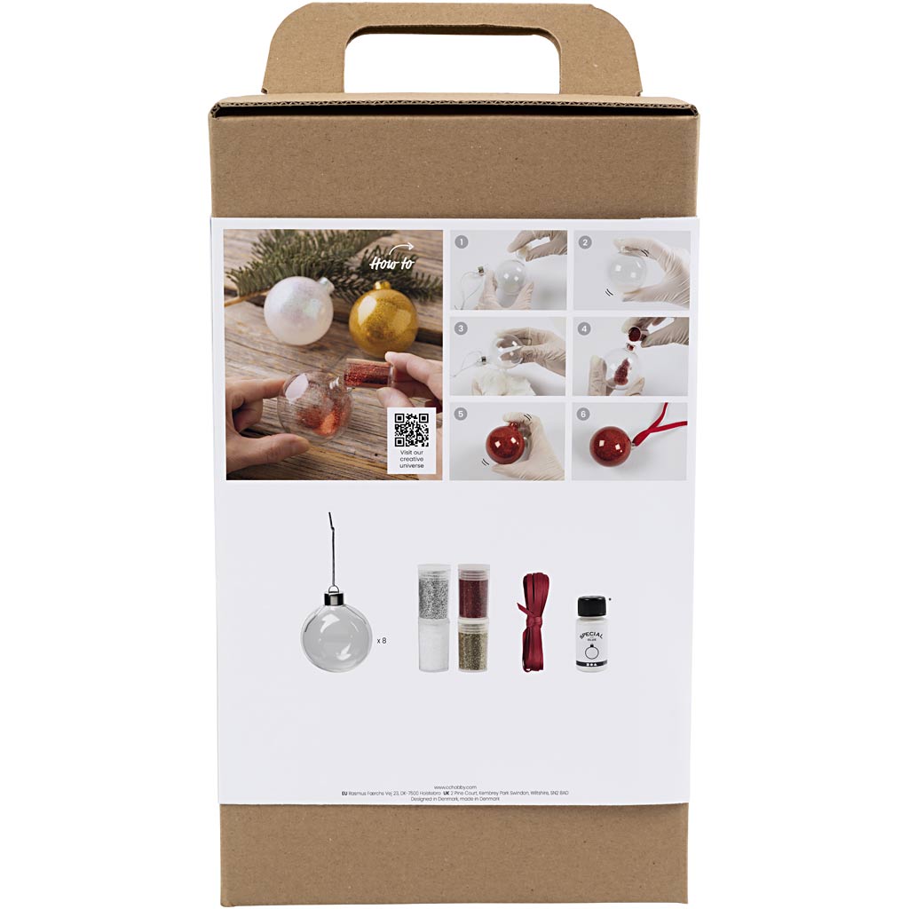 Craft Kit Christmas Baubles, Glitter