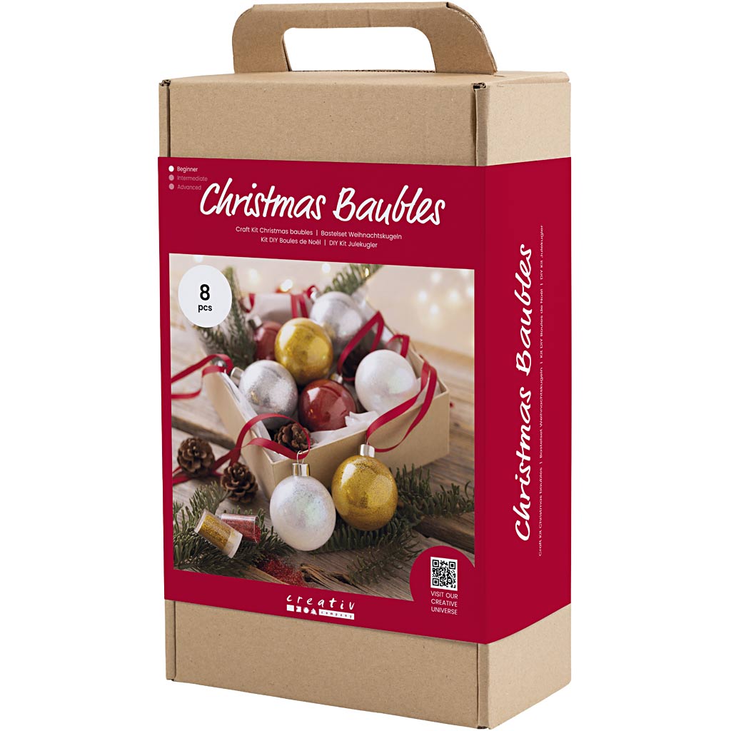Craft Kit Christmas Baubles, Glitter