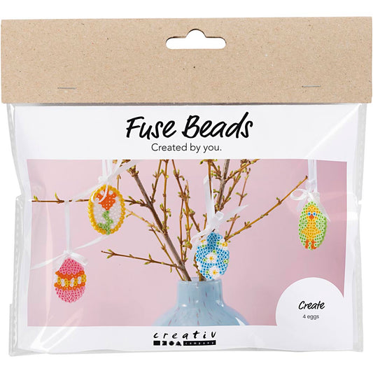 Mini Craft Kit Fuse Beads, Egg hanging decorations, assorted colours, 1 pack