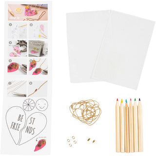 Mini Craft Kit Jewellery, Shrink Plastic Friendship Necklaces, 1 pack