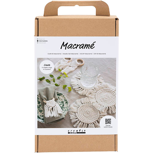 Craft Kit Macramé, Table decorations, off white