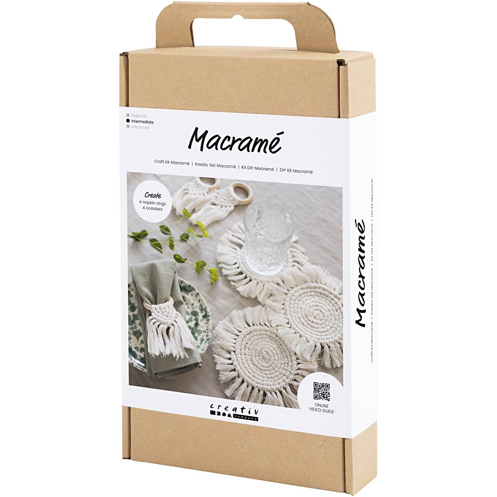 Craft Kit Macramé, Table decorations, off white