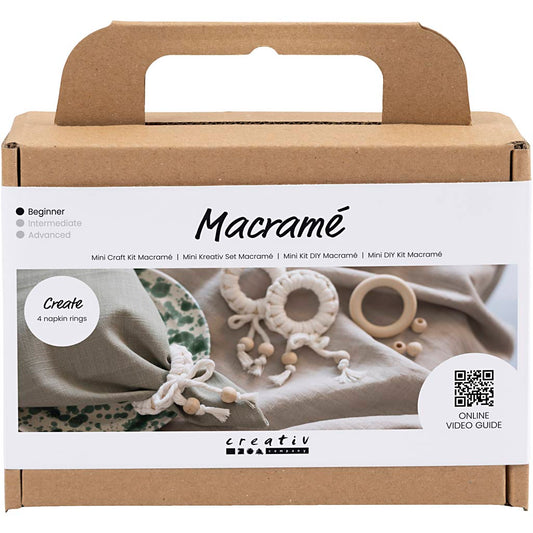 Mini Craft Kit Macramé, Napkin Ring, off white