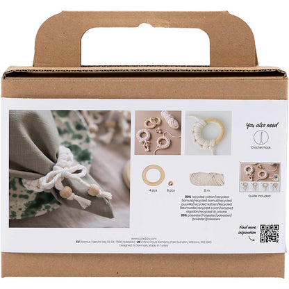 Mini Craft Kit Macramé, Napkin Ring, off white