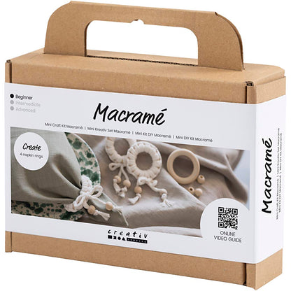 Mini Craft Kit Macramé, Napkin Ring, off white
