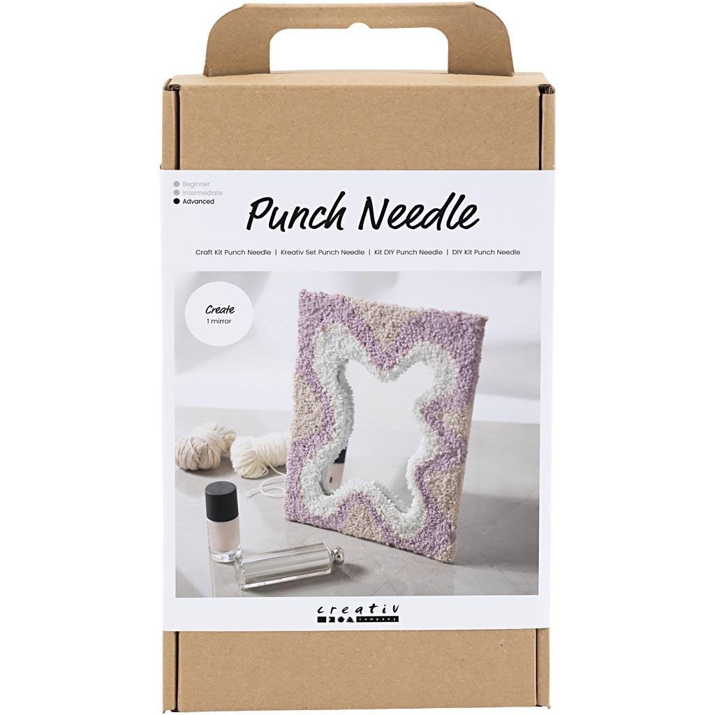 Craft Kit Punch Needle , Mirror, pastel colours
