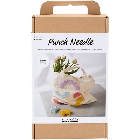 Craft Kit Punch Needle, Tote bag, pastel colours