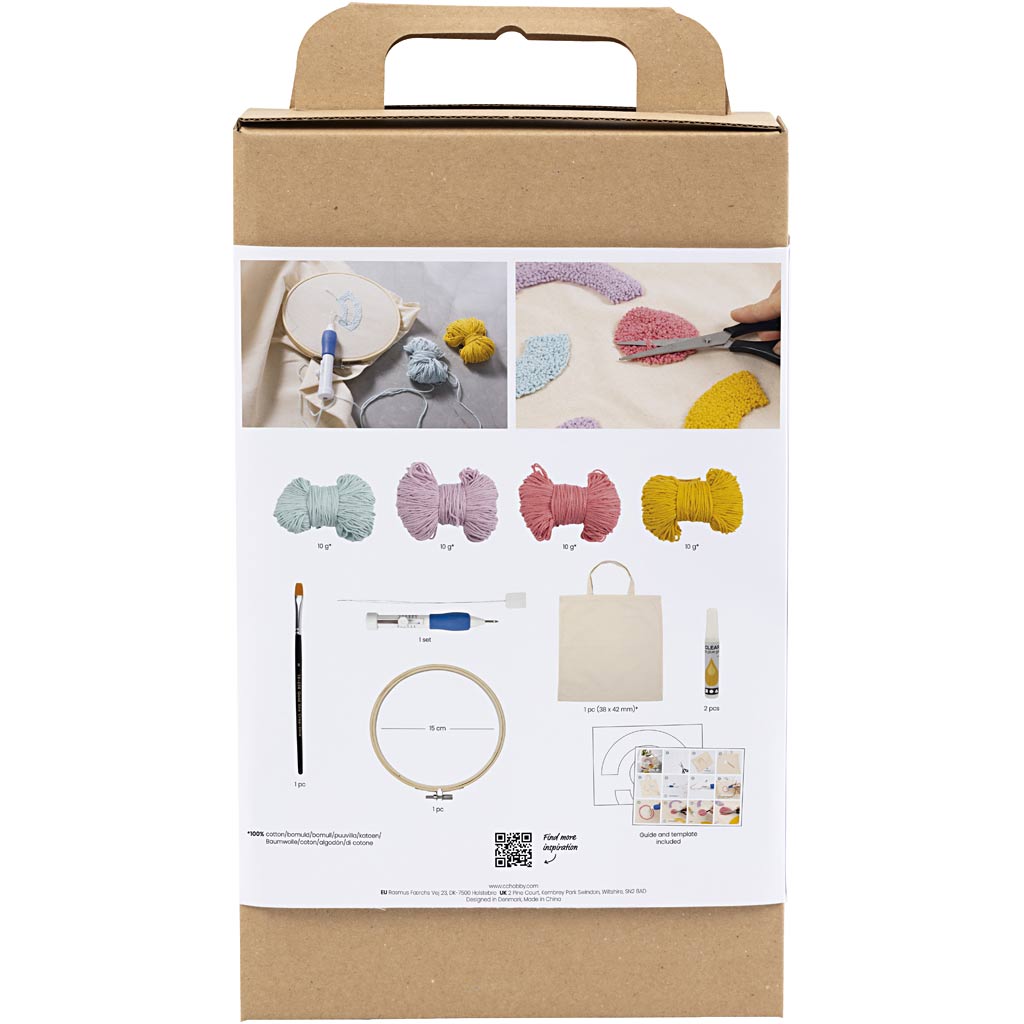 Craft Kit Punch Needle, Tote bag, pastel colours