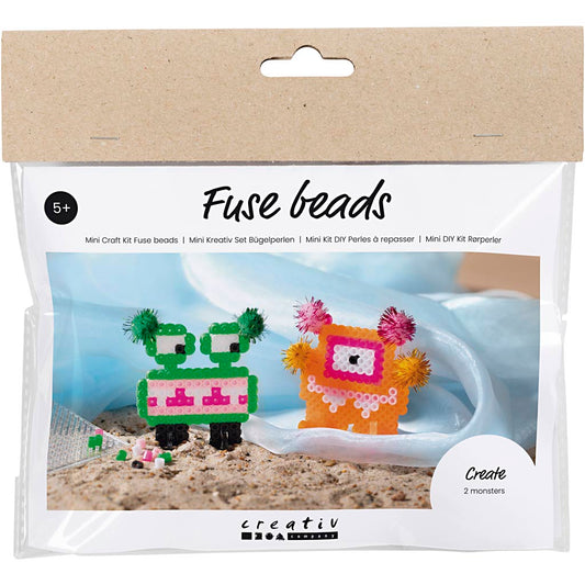 Mini Craft Kit Fuse beads, Monster, assorted colours, 1 pack
