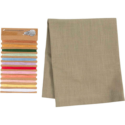 Mini Craft Kit Embroidery, Napkin, dusty green