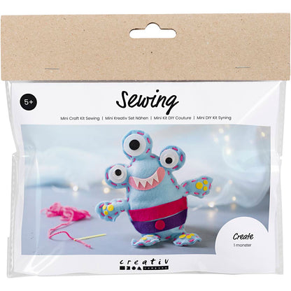Mini Craft Kit Sewing, Felt Monster, assorted colours, 1 pack