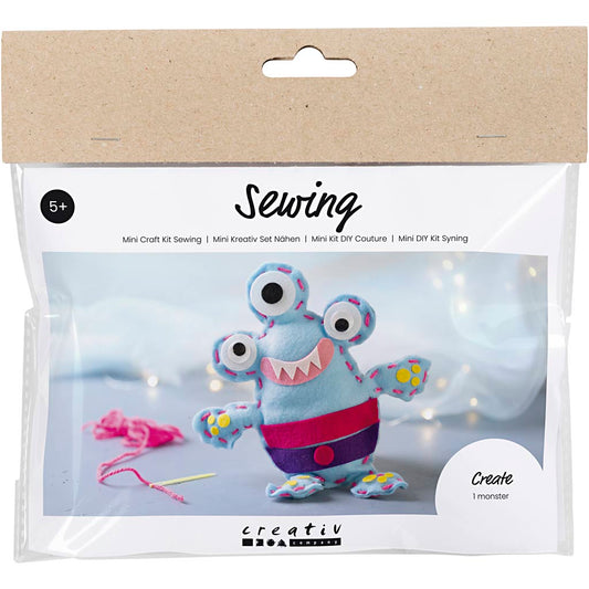 Mini Craft Kit Sewing, Felt Monster, assorted colours, 1 pack