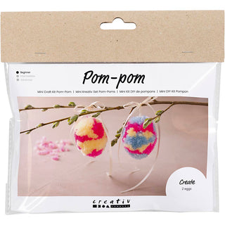 Mini Craft Kit Pompom, Eggs, colorful, 1 pack