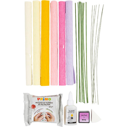 Craft Kit Crepe Paper, Flower, pastel colours