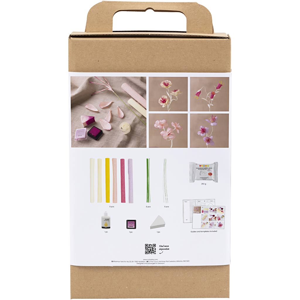 Craft Kit Crepe Paper, Flower, pastel colours