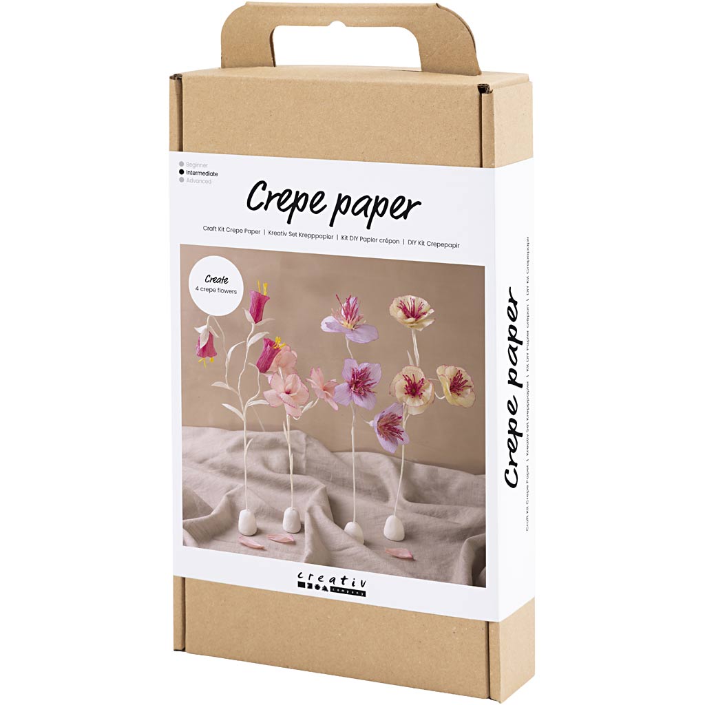Craft Kit Crepe Paper, Flower, pastel colours