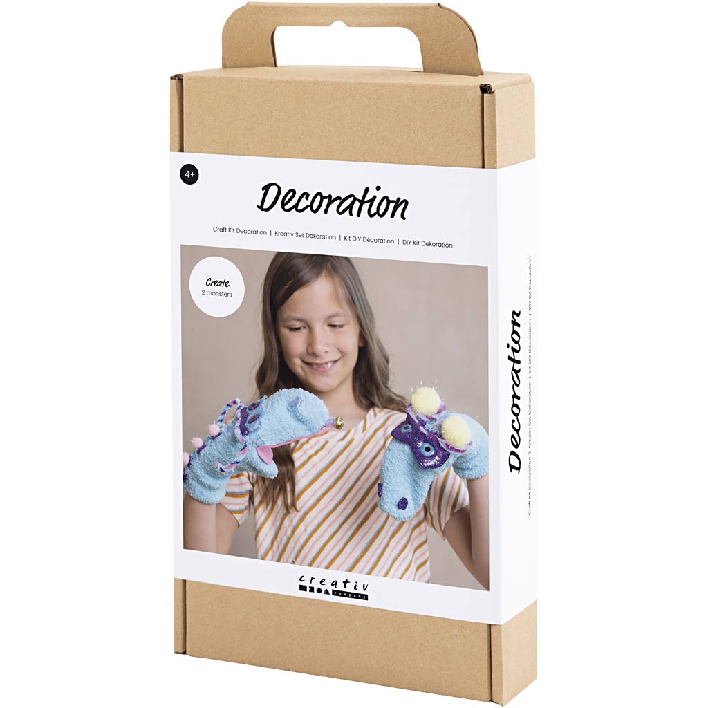 Craft Kit Decoration, Sock Monster, assorted colours