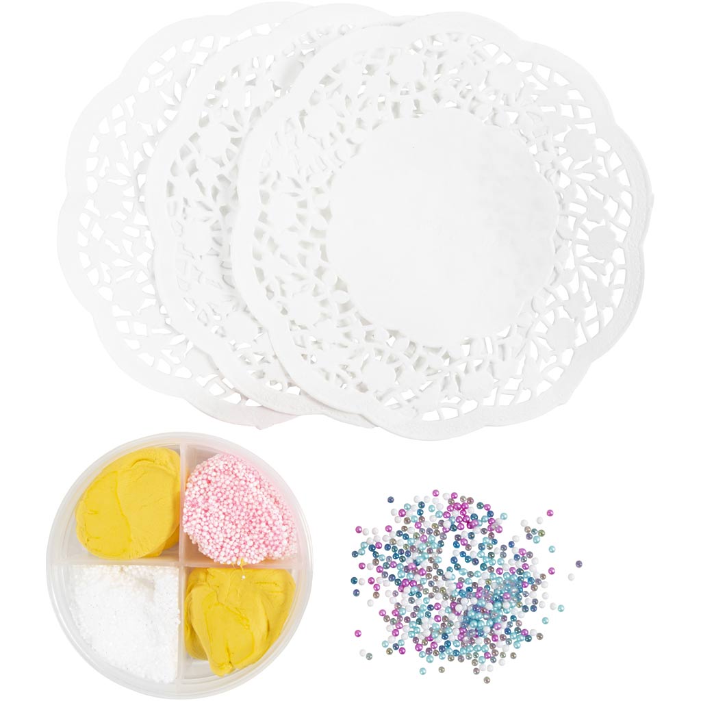 Mini Craft Kit Modelling, Donuts, pink, turquoise, white, yellow, 1 pack