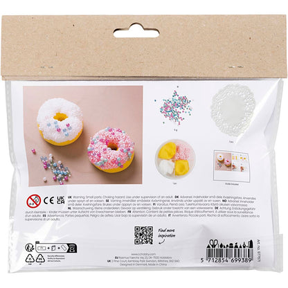 Mini Craft Kit Modelling, Donuts, pink, turquoise, white, yellow, 1 pack