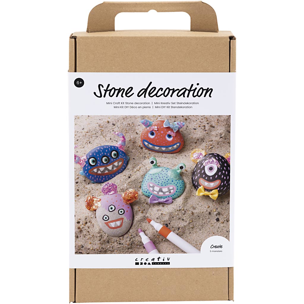 Craft Kit Stone Decoration, Monster, assorted colours