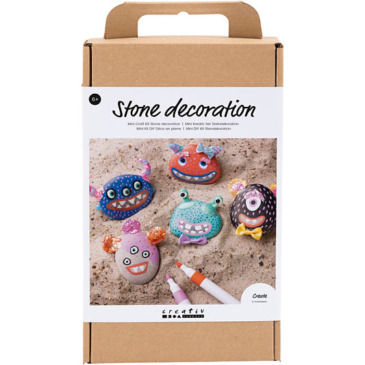 Craft Kit Stone Decoration, Monster, assorted colours