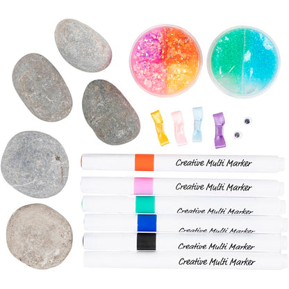 Craft Kit Stone Decoration, Monster, assorted colours