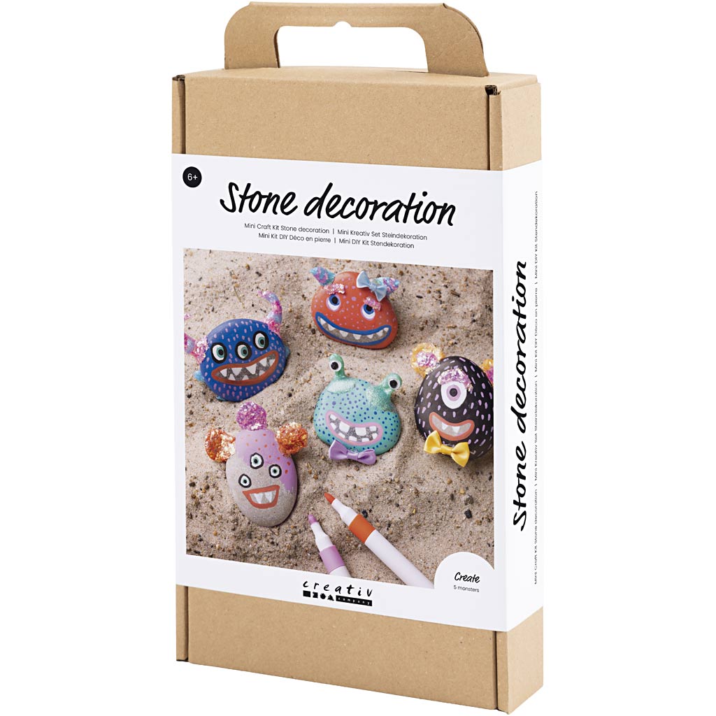 Craft Kit Stone Decoration, Monster, assorted colours