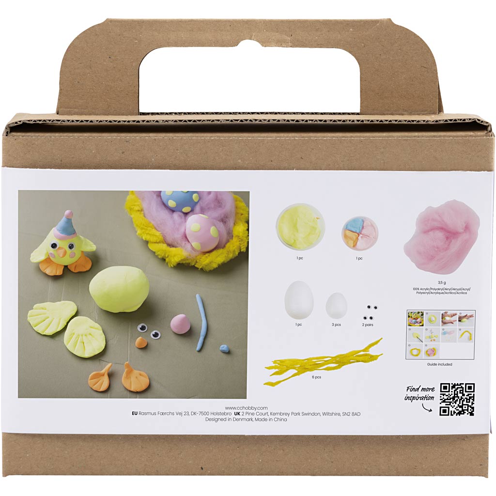 Mini Craft Kit Modelling, Easter Family, light blue, orange, pastel pink, light yellow, 1 pack
